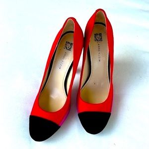 Anne Klein platform heels in red, pink and black, size 8.5